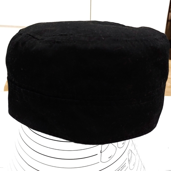 ``H25376 Black Cadet Cap with Pink Fleur De Lis - Picture 4 of 5